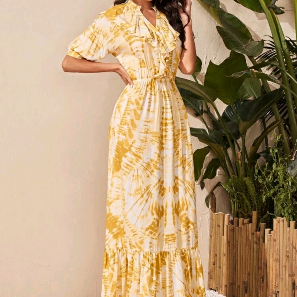NEW Yellow Tie Dye Maxi Dress - Picture 4 of 7